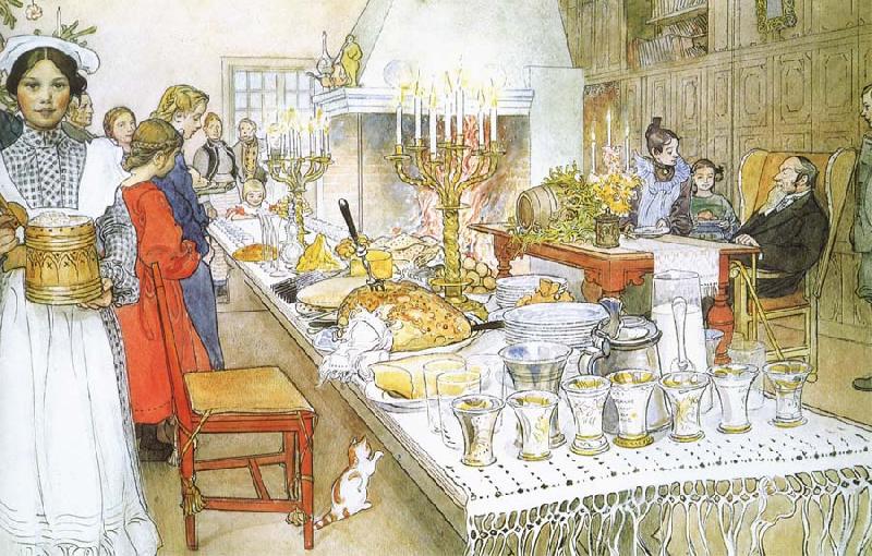 Carl Larsson Christmas Eve Banquet Germany oil painting art